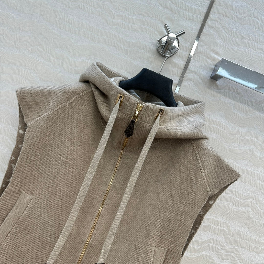 LV 25FW Double Face Open Arm Jacket Beige Wool