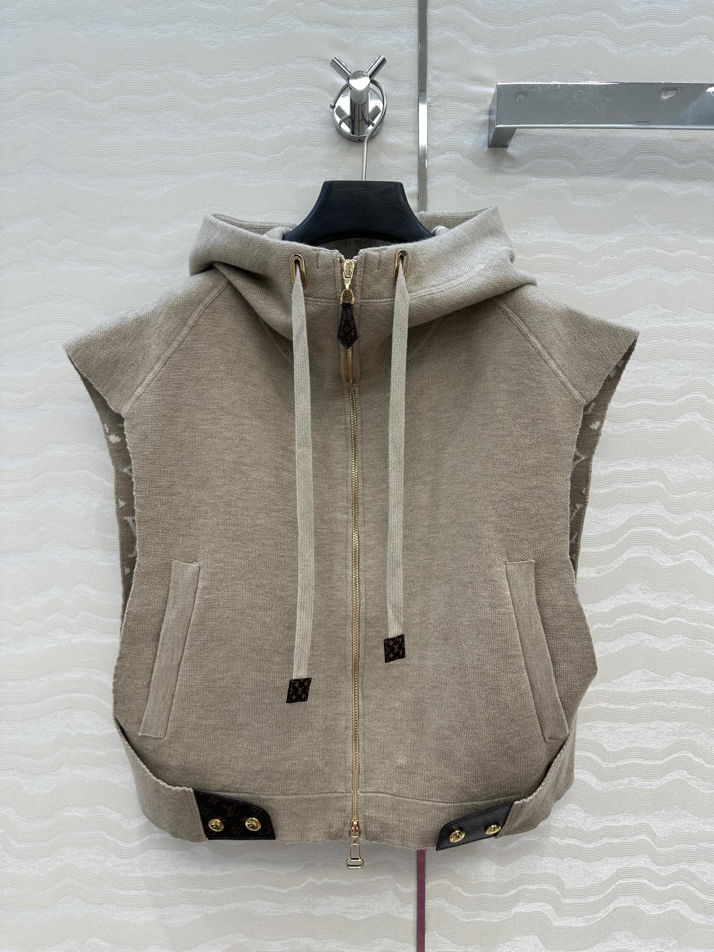 LV 25FW Double Face Open Arm Jacket Beige Wool