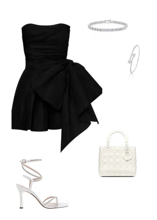 Simple Strapless Black Short Satin Homecoming Dress Cocktail Dress SH1409