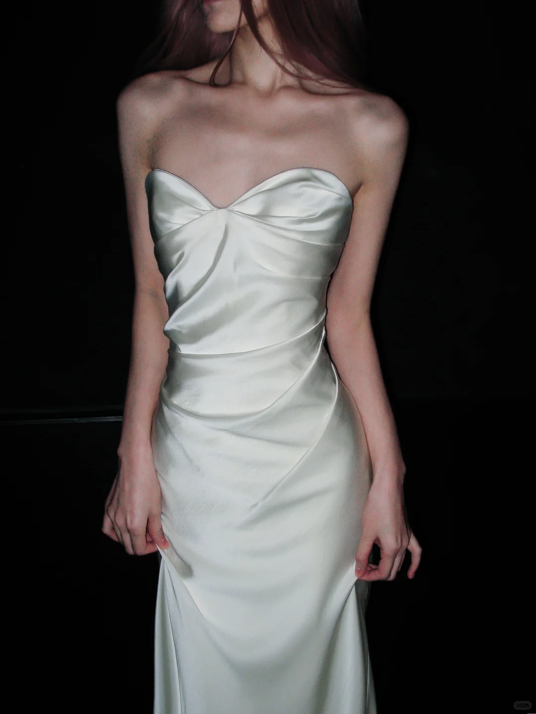 Simple Mermaid Sweetheart Neck White Satin Long Sweep Wedding Dress SH4933