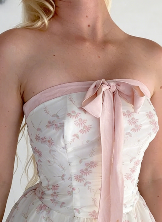 Pretty A Line Strapless Chiffon Appliques Birthday Party Dress Prom Dress Evening Dress SH4002