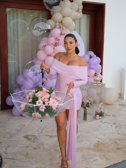 Lilac Sheath Long Sleeve Satin Short Homecoming Dress Birthday Dress SH2020
