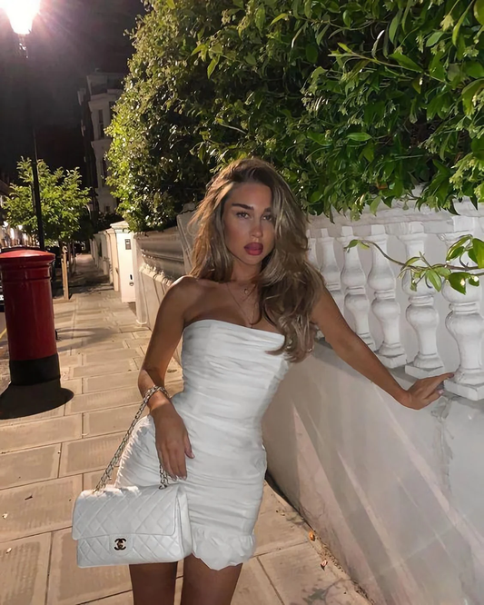 White Bodycon Strapless Short Homecoming Dress SH679