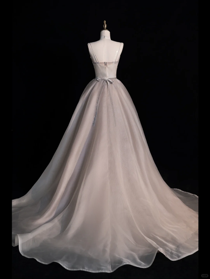 Simple A Line Sweetheart Neck Sequin Tulle Long Evening Dresses Party Dresses SH2674