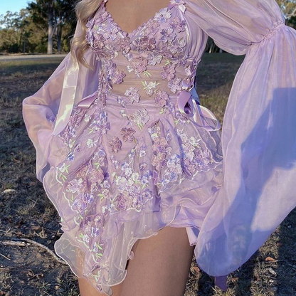Pretty Pink Organza Appliques A Line Short Graduation Homecoming Dress Birthday Outfits D502