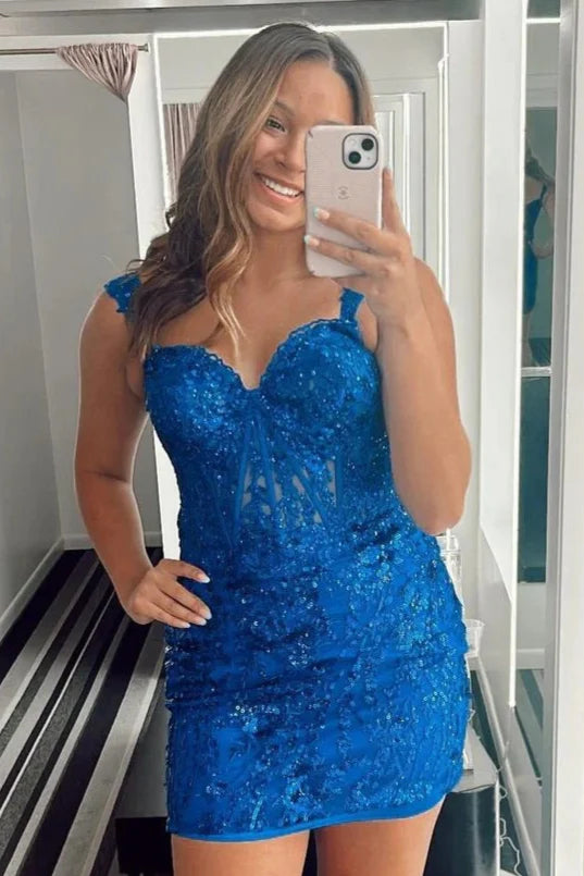 Lace Appliques Sheath Sweetheart Empire Homecoming Dress