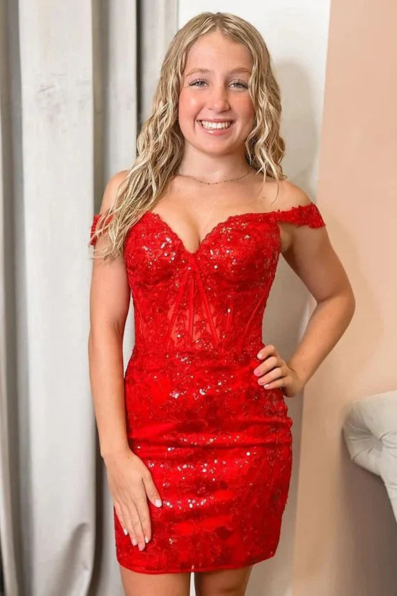 Lace Appliques Sheath Sweetheart Empire Homecoming Dress