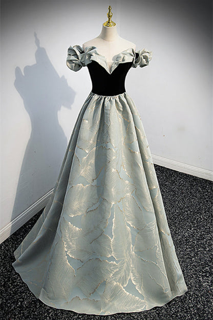 Ruffle Off-Shoulder A-Line Two Tone Empire Party Prom Dress