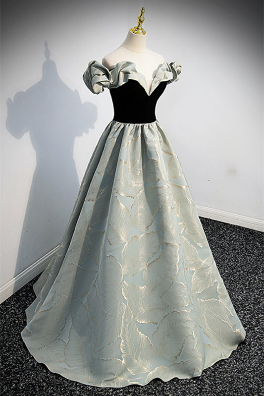 Ruffle Off-Shoulder A-Line Two Tone Empire Party Prom Dress