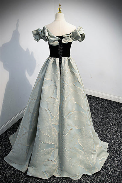 Ruffle Off-Shoulder A-Line Two Tone Empire Party Prom Dress