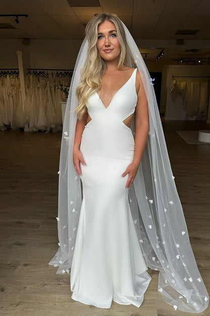 Low V-Neck Illusion Empire Mermaid Summer Wedding Dress