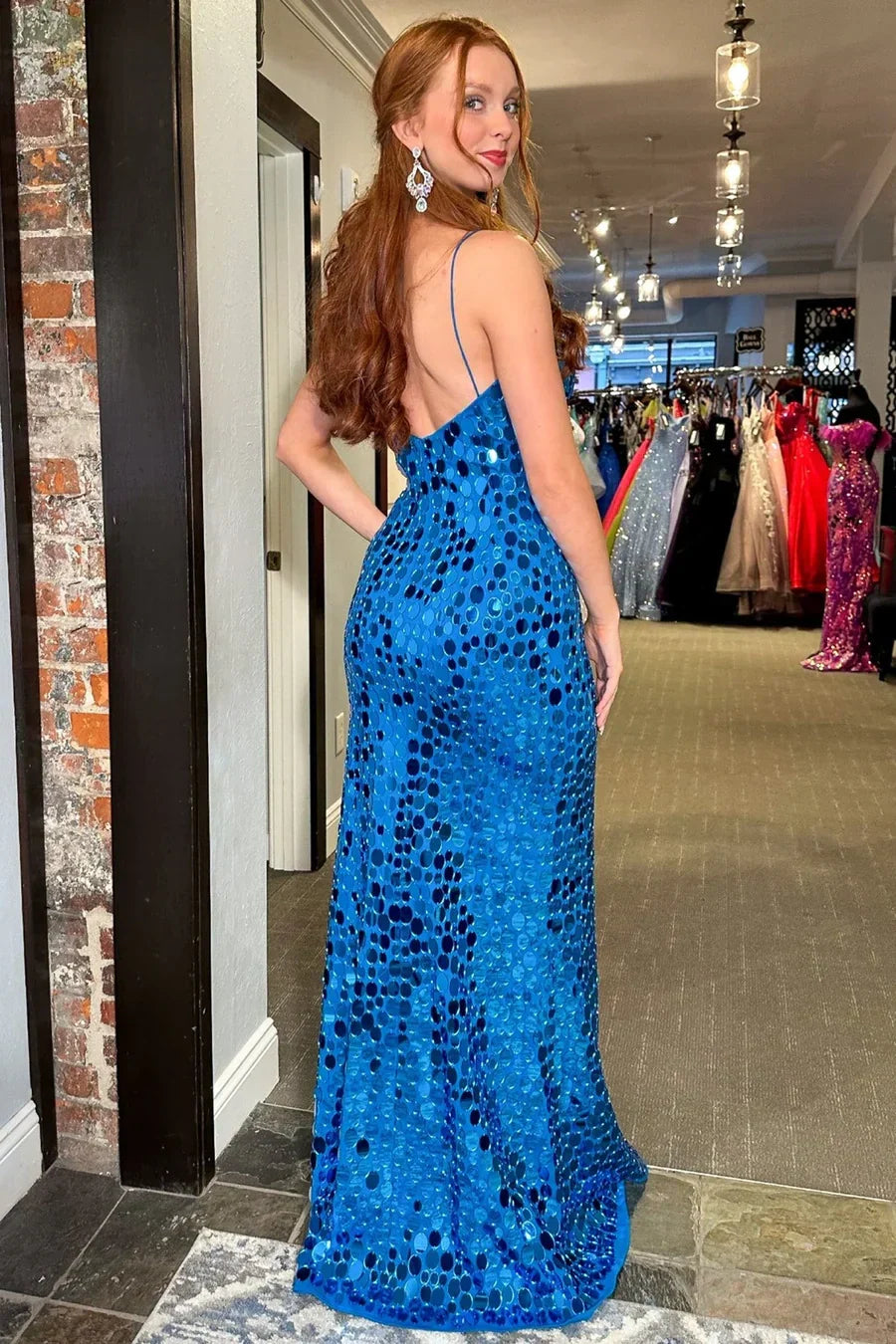 Low V-Neck Sleeveless Mermaid Beaded Party Prom Dress