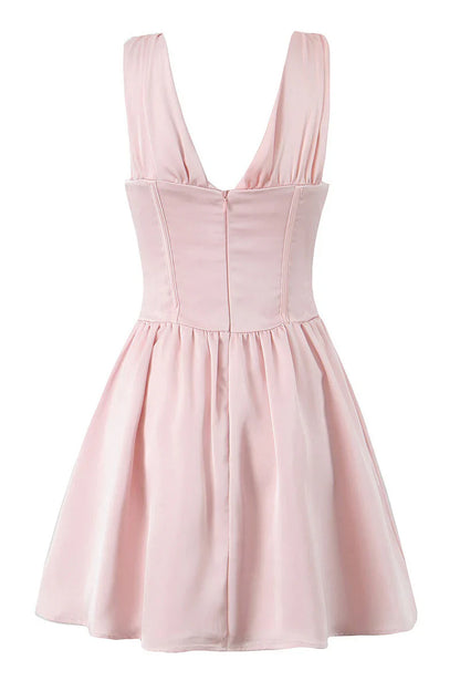 Low V-Neck Sleeveless Satin A-Line Empire Homecoming Dress
