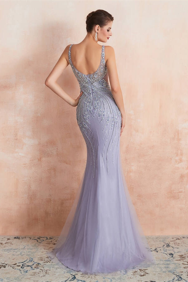 Luxury Mermaid Empire Sleeveless Beaded Appliques Prom Dress