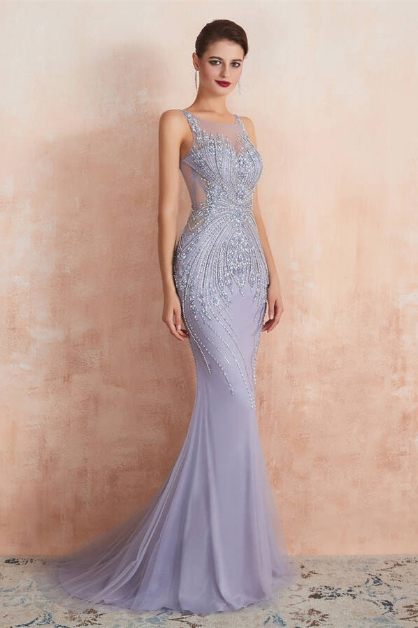 Luxury Mermaid Empire Sleeveless Beaded Appliques Prom Dress