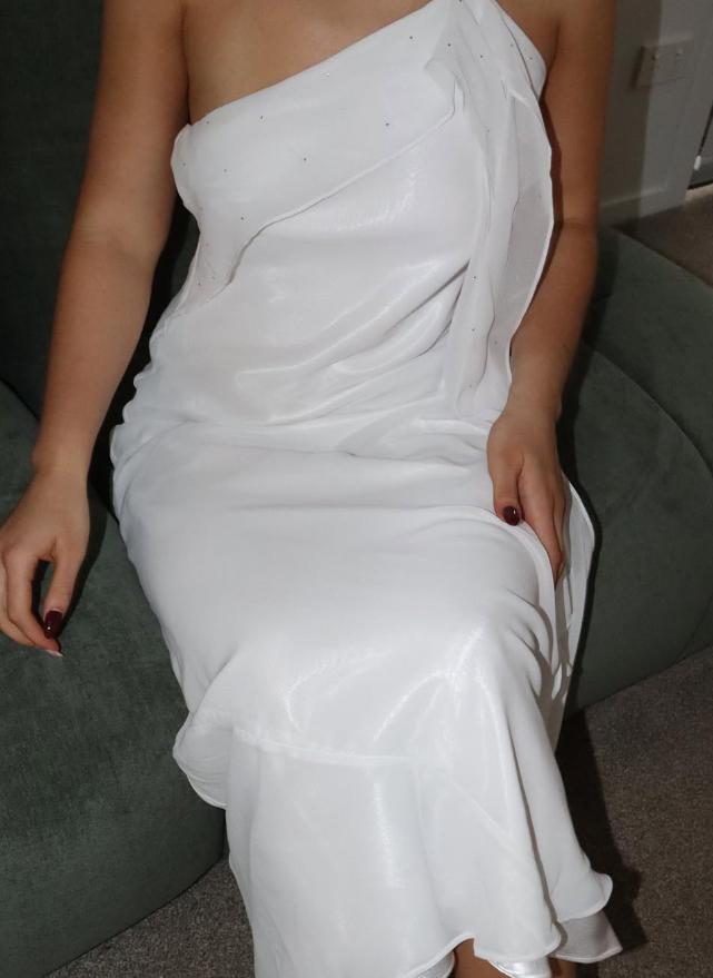 Elegant Sheath One Shoulder White Chiffon Long Prom Dress Evening Dress SH2340