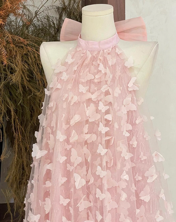 Cute Halter Buttlerfly Backless Short Prom Dress Back to School Outfits Homecoming Dress Sweet 16 Dress Party Dress  D2193