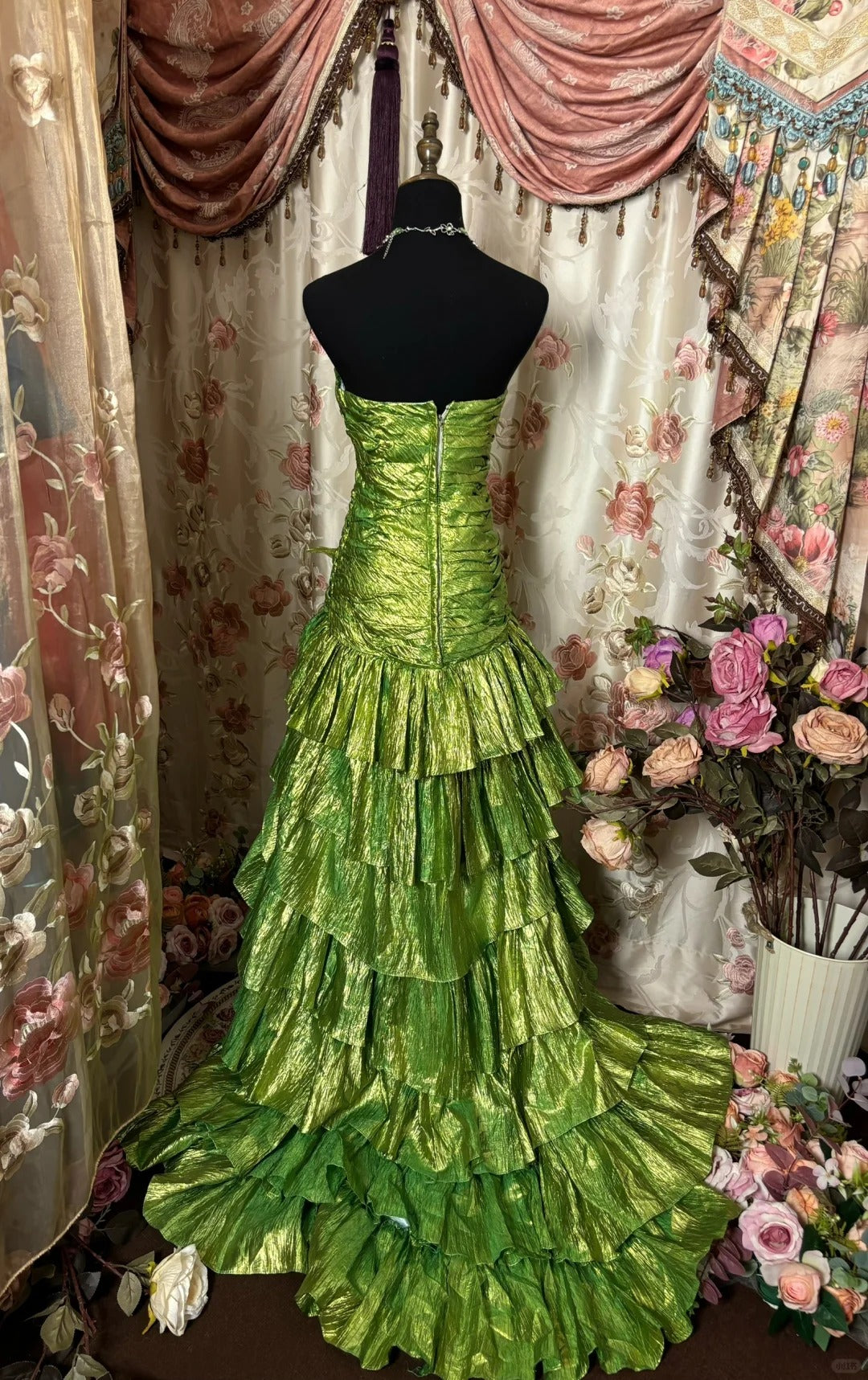 Charming Prom Dress Strapless Pleated Tiered Prom Gown Evening Dress Gala Dress Business Dinner Dress     D2378