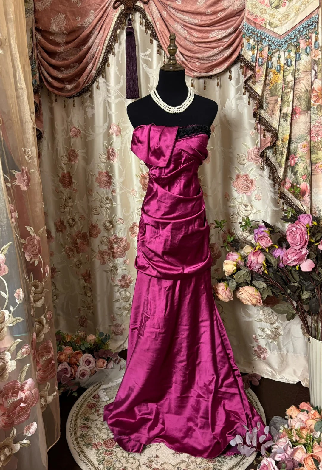 Charming Prom Dress Strapless Pleated Long Prom Gown Evening Dress Gala Dress Business Dinner Dress   D2384