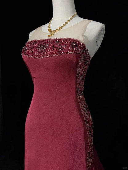 Charming Prom Dress Crew Neck Floor Length Prom Dress Evening Dress Gala Dress Business Dinner Dress  D2444