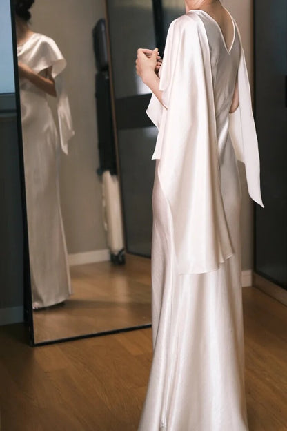 Charming Prom Dress Satin Crew Neck Prom Dress Evening Dress Gala Dress D2548