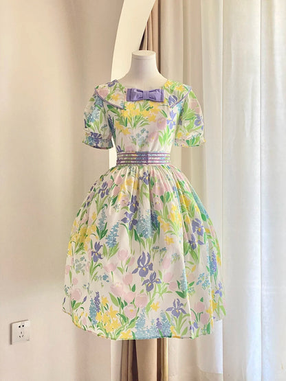 Cute Summer Dress Crew Neck Print Women Dress Birthday Party Dress    D2864