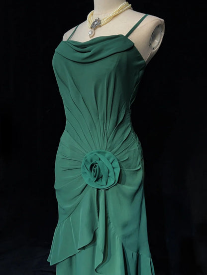 Charming Prom Dresses Spaghetti Straps Pleated Ruffle Evening Dress Gala Dress   D2918