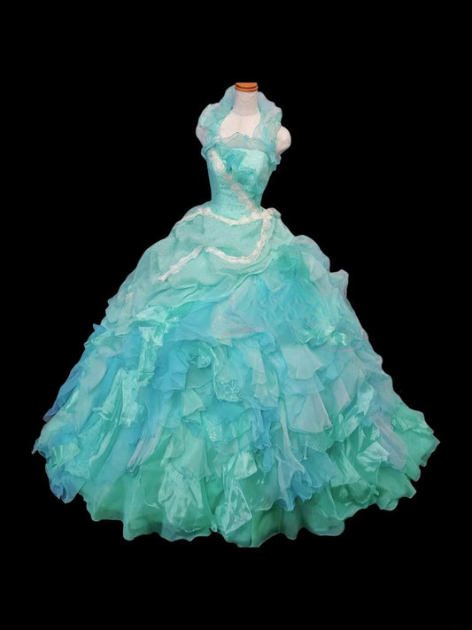 Beauty Prom Dress Halter Ruffle Tiered Evening Dress Sweet 16 Dress Ball Gown  D2848