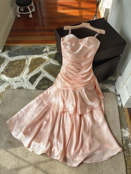 Charming Prom Dress Spaghetti Straps Pleated Ruffle Cocktail Dress Birthday Party Outfits  D3350