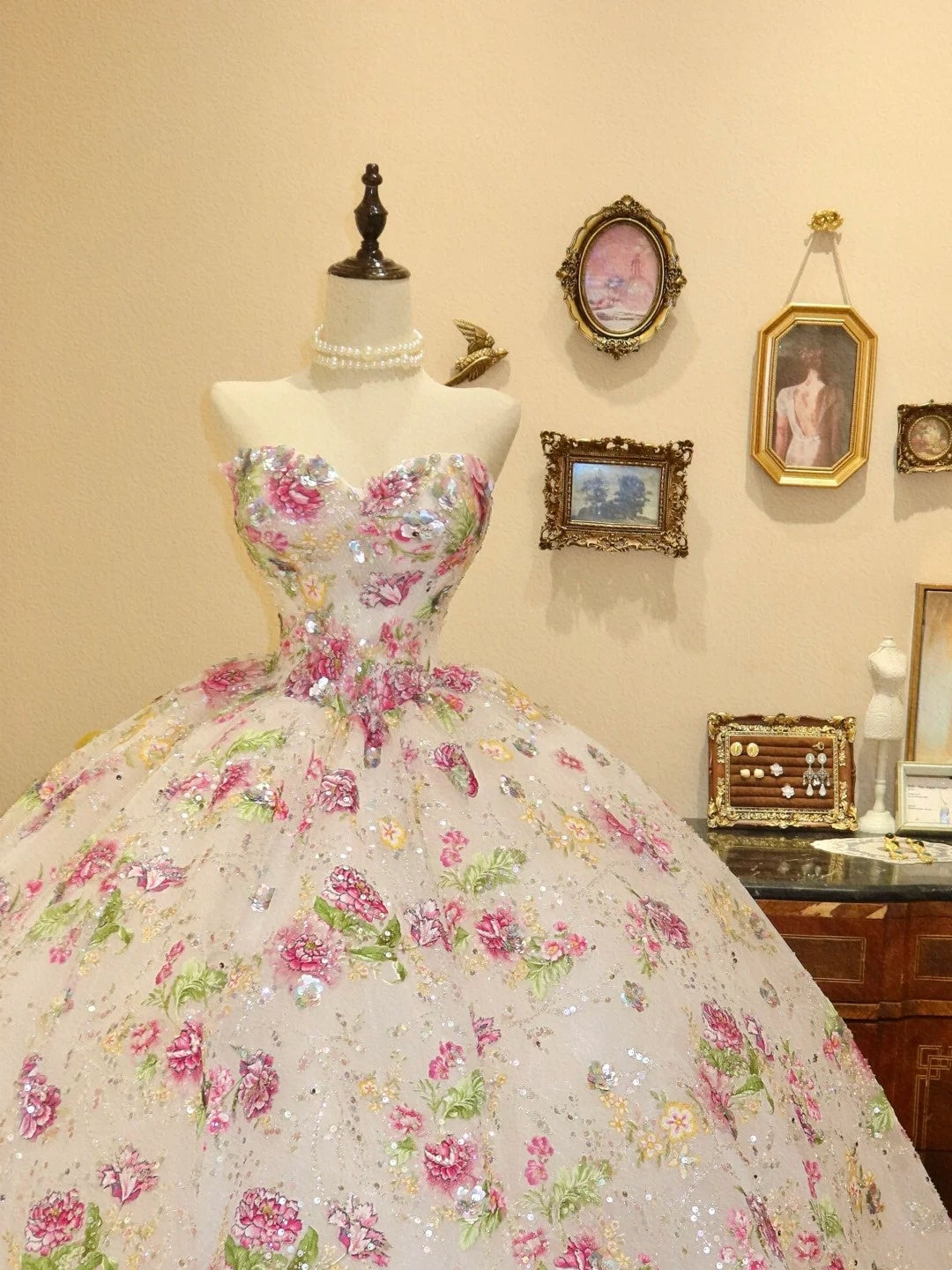 Charming Prom Dress Sweetheart Flower Ball Gown Evening Dress Quinceanera Dress        D3395