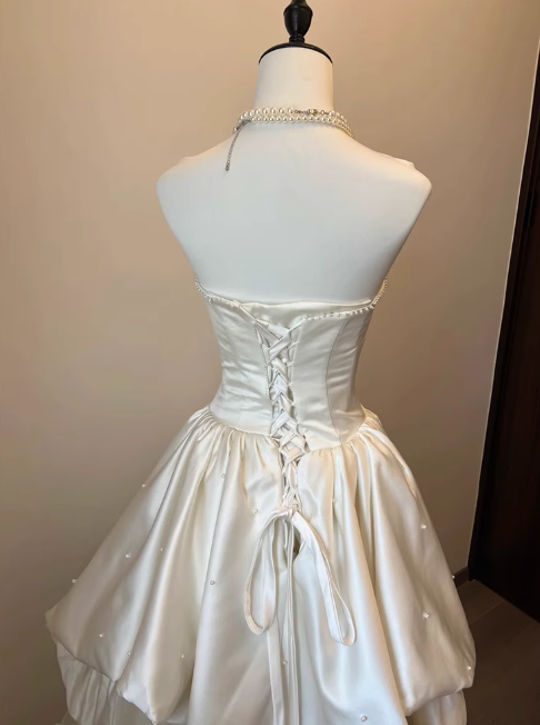 Charming Wedding Dress Strapless Pleated Tulle Wedding Dress D3520