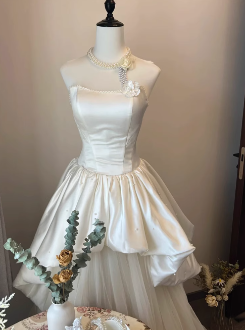 Charming Wedding Dress Strapless Pleated Tulle Wedding Dress D3520
