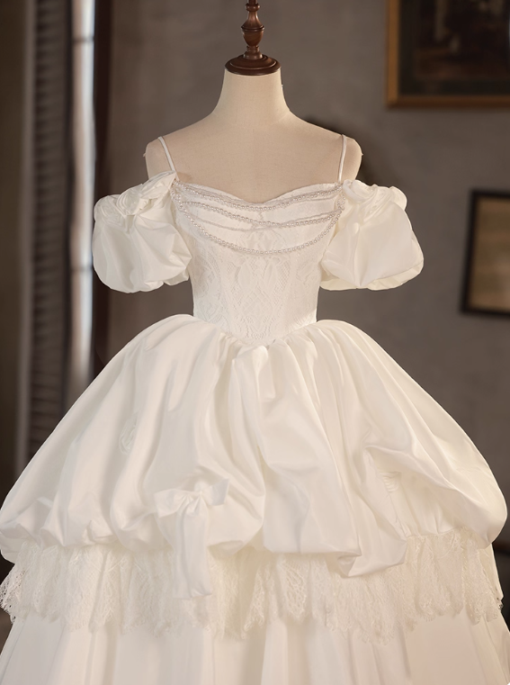 Charming Wedding Dress Spaghetti Straps Lace Wedding Dress D3683