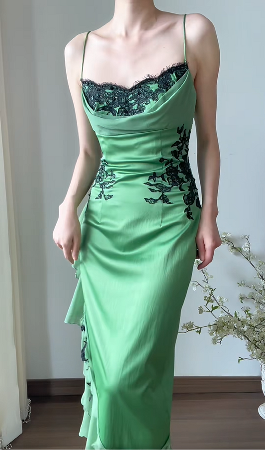 Beauty Prom Dress Spaghetti Straps Pleated Ruffle Evening Dress Party Dress    D3708