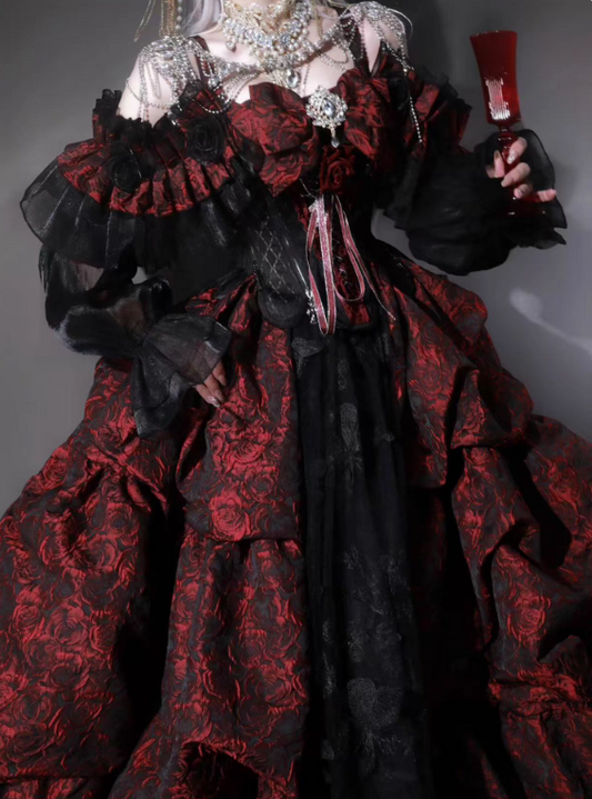 Beauty Prom Dress Black and Wine Red Off Shoulder Pleated Ball Gown Sweet 16 Dress Evening Dress   D3718