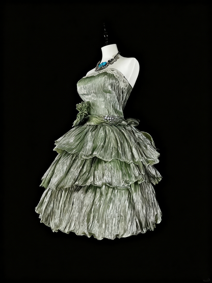 Cute Homecoming Dress Strapless Pleated Tiered Short Prom Dress Evening Dress Birthday Party Dress      D3784