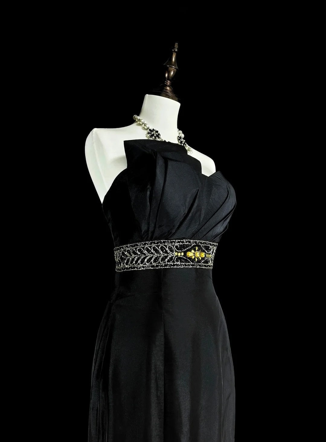 Beauty Prom Dress Black Strapless Pleated Mermaid Evening Dress Gala Dress   D3870