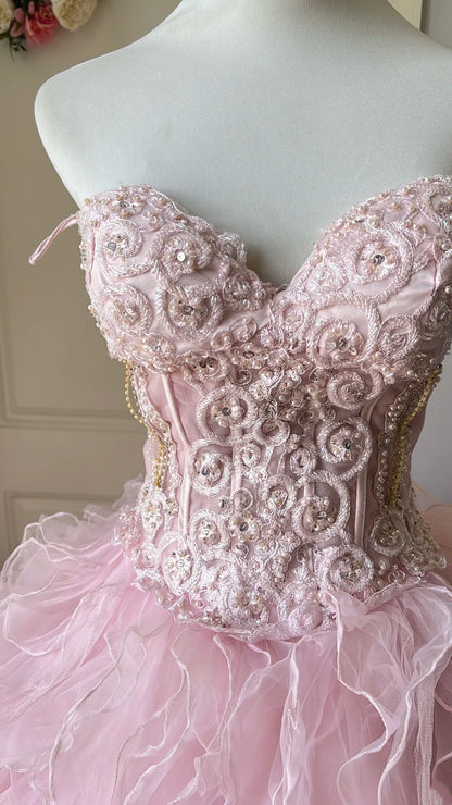 Beauty Prom Dress Sweetheart Ruffle Ball Gown Evening Dress  Sweet 16 Dress Birthday Outfits     D4120