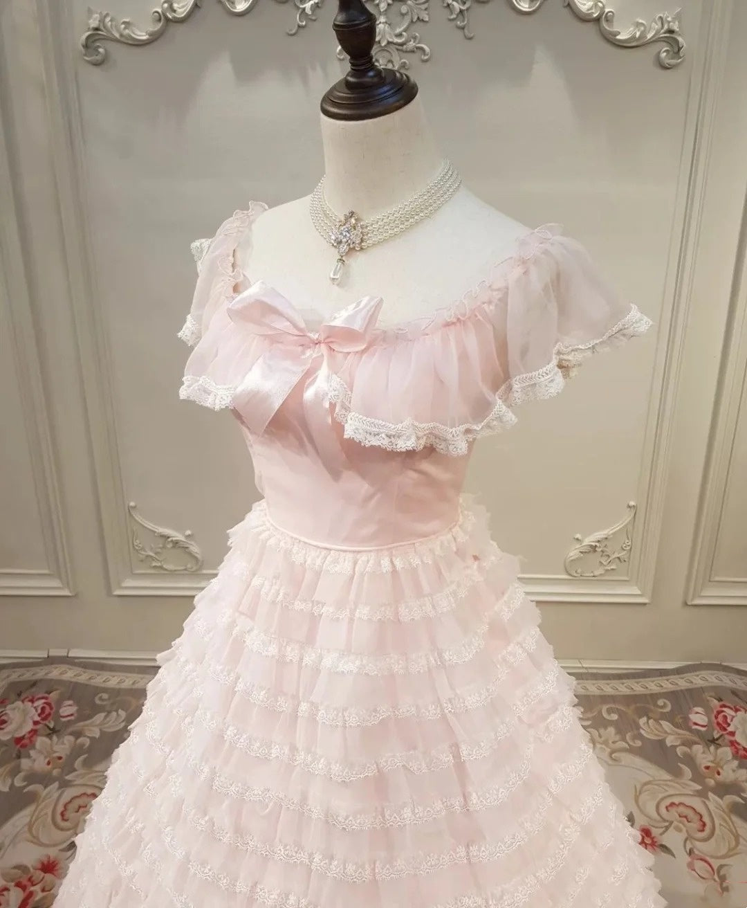 Cute Prom Dress Crew Neck Tiered Evening Dress Quinceanera Dress Ball Gown     D4427
