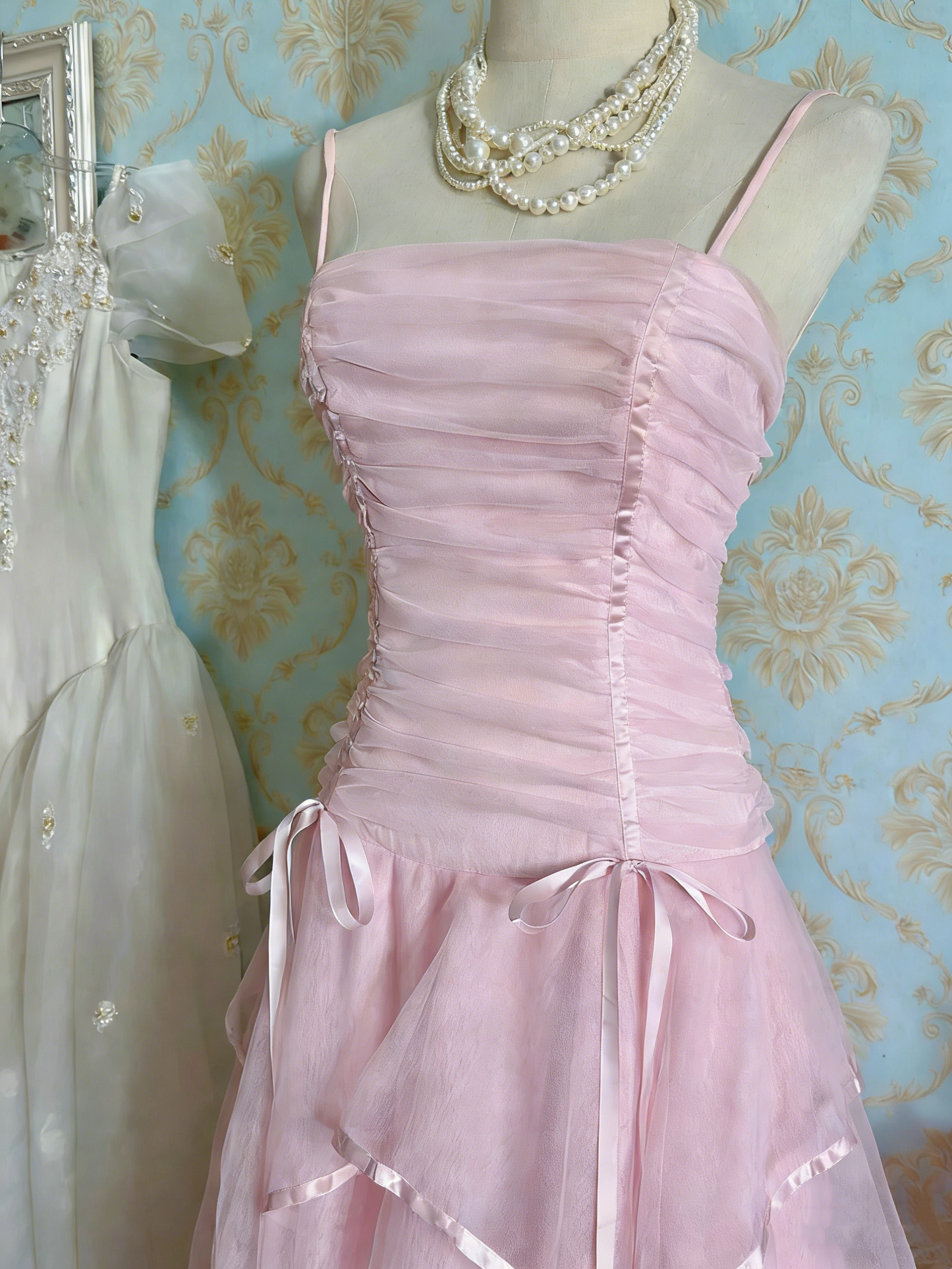 Beauty Prom Dress Spaghetti Straps Pleated Tulle Birthday Party Dress Evening Dress  D4478