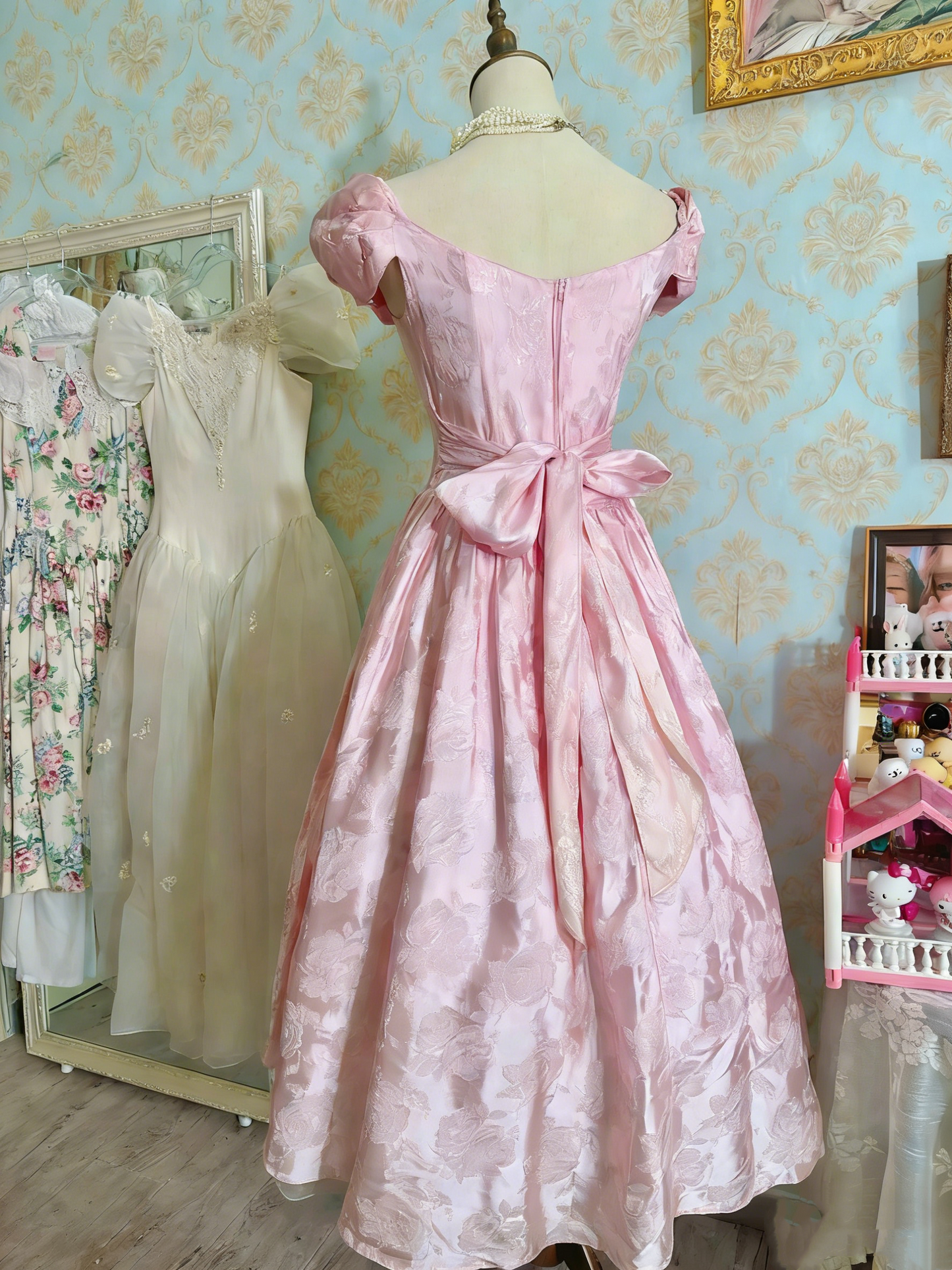Charming Prom Dress V-neck Pleated Print Birthday Party Dress Evening Dress  D4480
