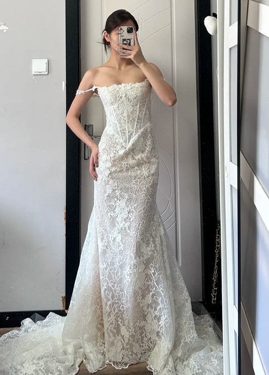 Charming Wedding Dress Spaghetti Straps Wedding Dress  D4498