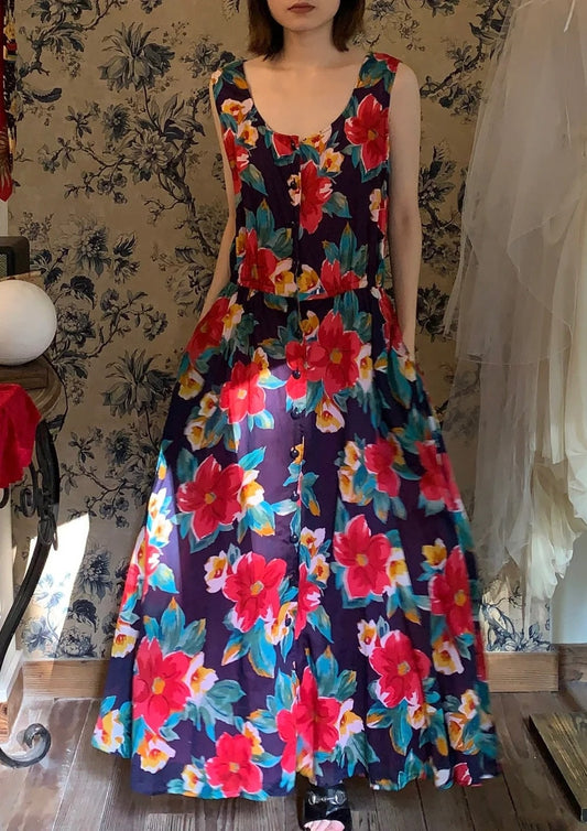 Colorful Prom Dress Crew Neck Print Gala Dress Cockatail Dress Evening Dress  D4565