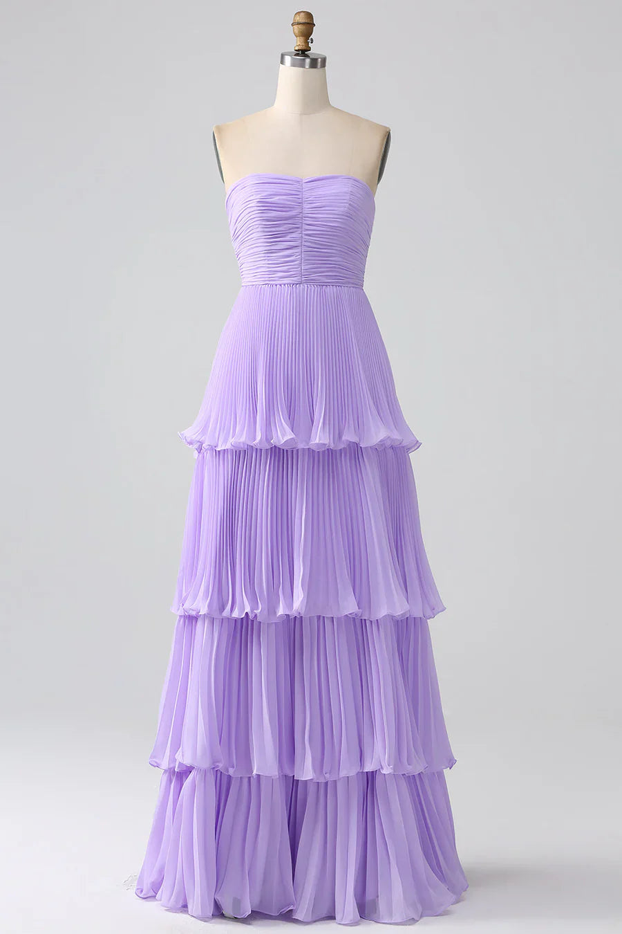 Hunter Green Strapless A-line Layers Long Prom Dress