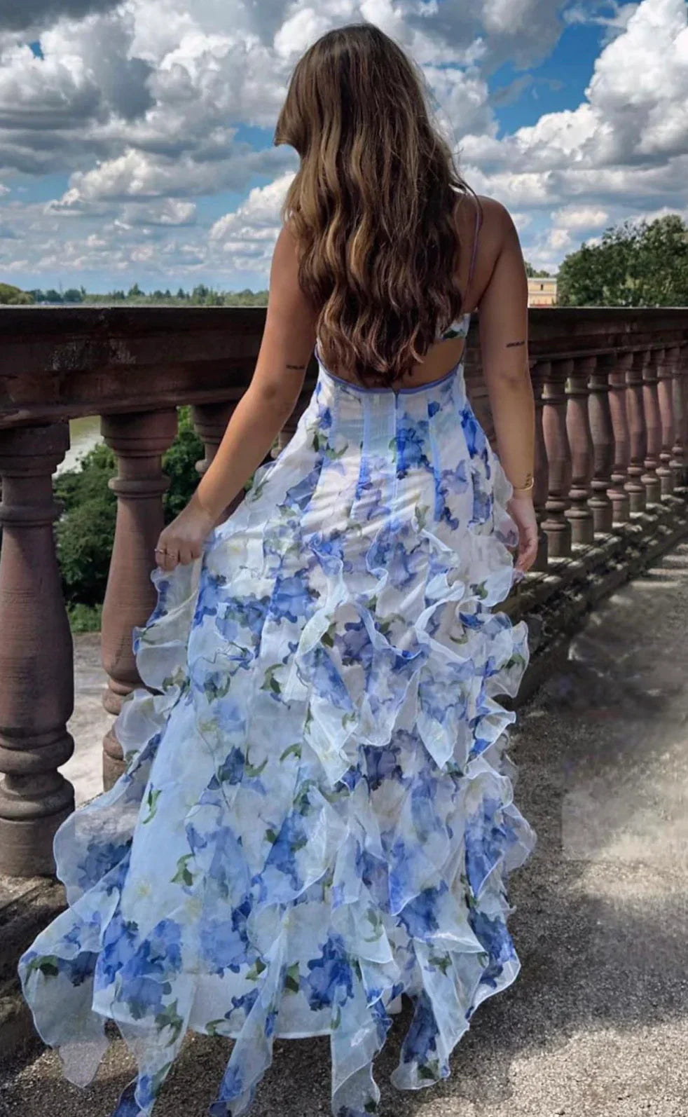Blue Charming A-Line Spaghetti Strap Prom Dresses Party Dresses MD7724