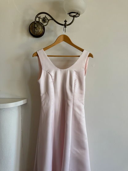 Gentle A Line Straps Light Pink Satin Prom Dress Wedding Guest Dress SH4427