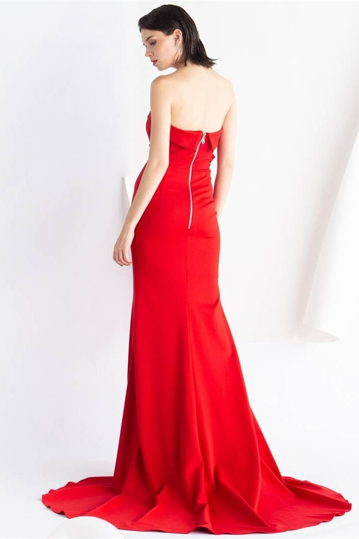 Fashion Strapless Empire Mermaid Party Prom Dress With Train