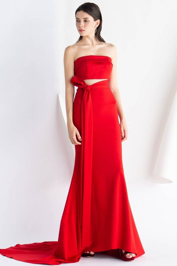Fashion Strapless Empire Mermaid Party Prom Dress With Train