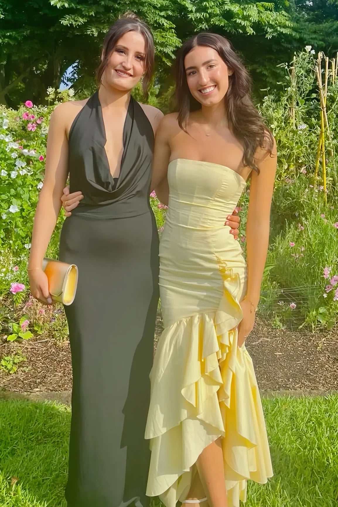 Mermaid Strapless Ruffle Slit Party Prom Dress