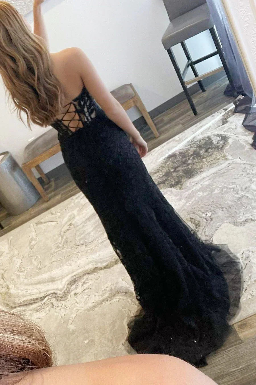 Mermaid Sweetheart Sleeveless Lace Prom Dress With Slit